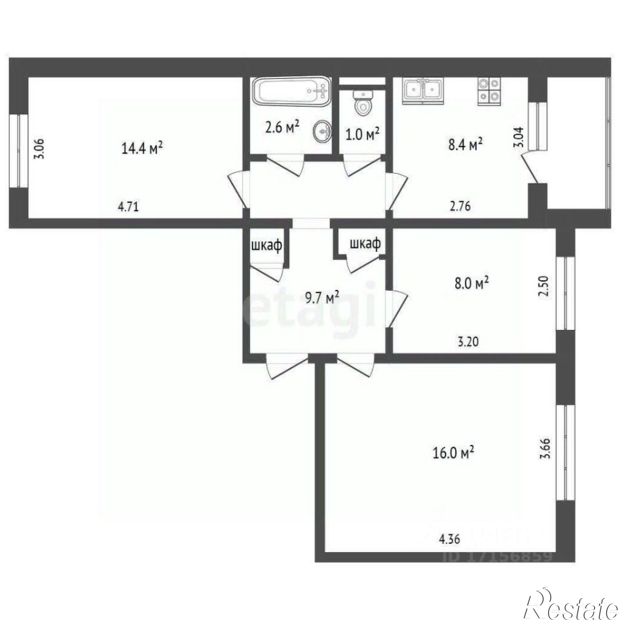 Купить квартиру за 4 650 000 рублей на Мира квартал, 7