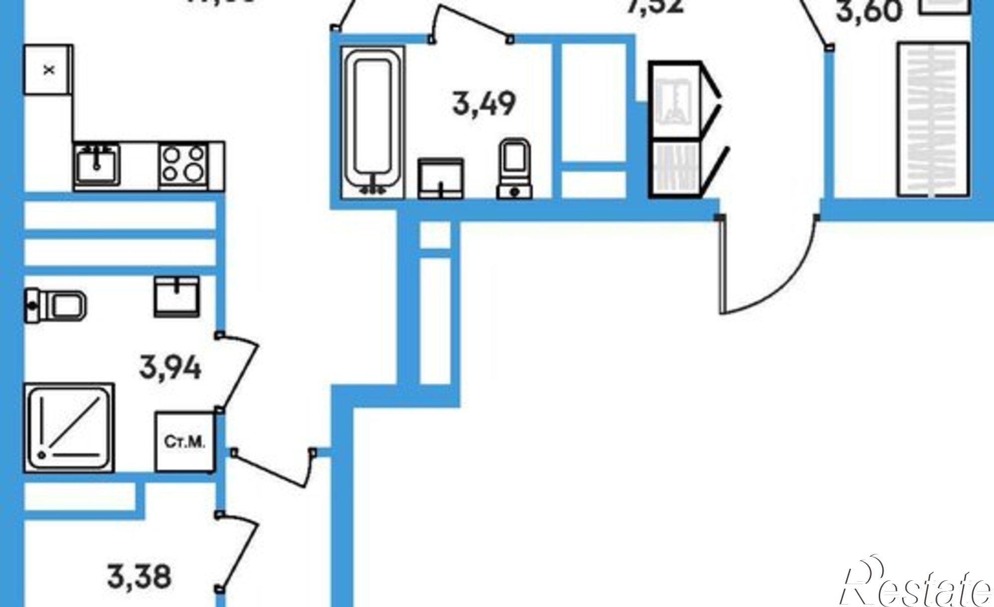 Купить квартиру за 9 849 530 рублей на Совхозная улица, 61/1