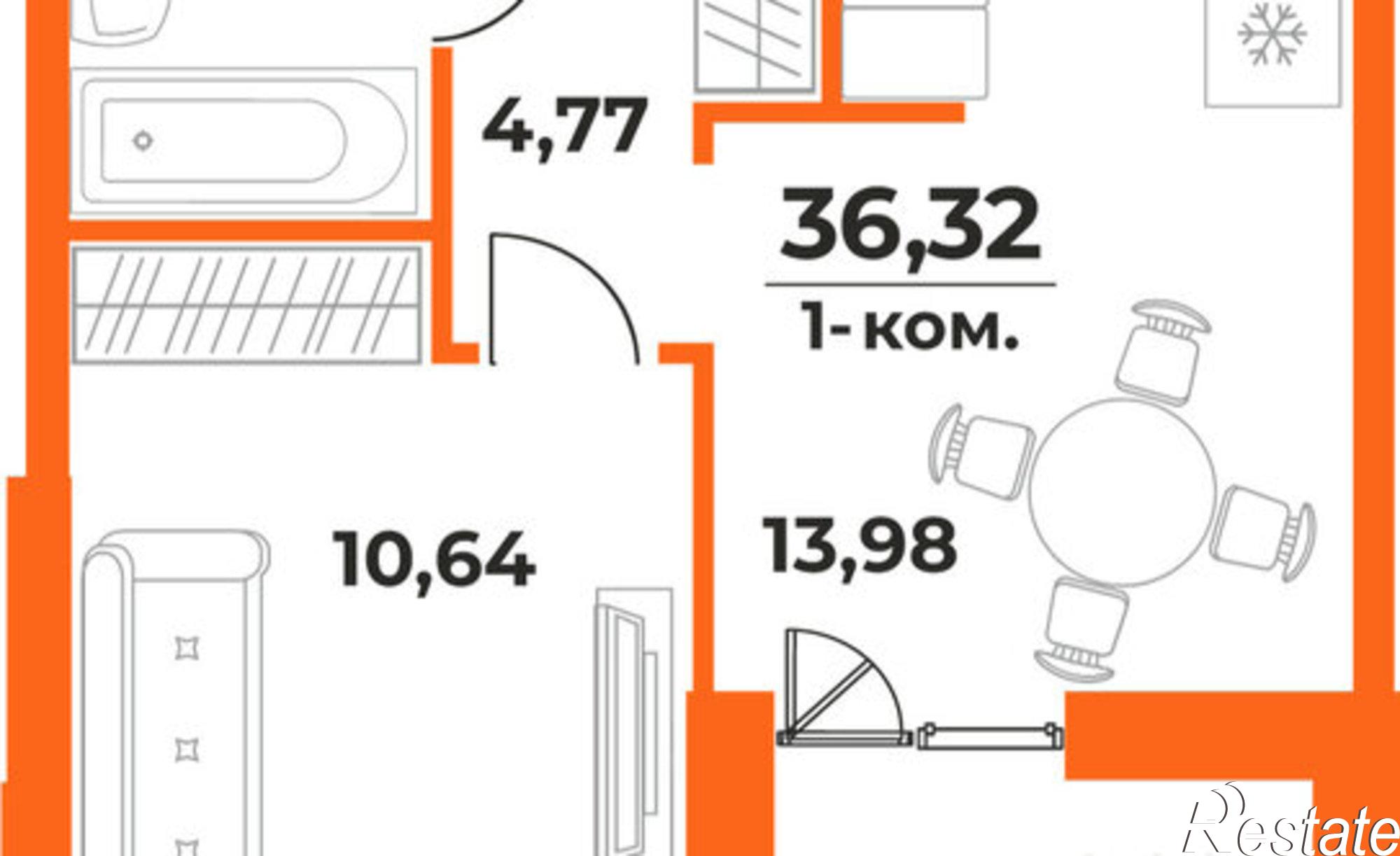 Купить квартиру за 5 868 020 рублей на Брянский переулок, 4/1