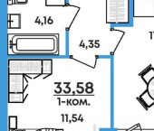 1-комн, 34 кв м, этаж 14/17 Совхозная улица, 61/1