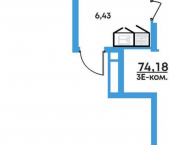 3-комн, 74 кв м, этаж 9/17 Совхозная улица, 61/1