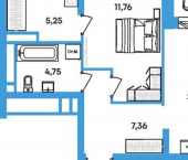 1-комн, 46 кв м, этаж 17/17 Совхозная улица, 61/1