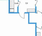 2-комн, 77 кв м, этаж 1/17 Совхозная улица, 2