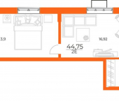 2-комн, 45кв м, этаж 10/10 улица Виталия Бубенина, 1