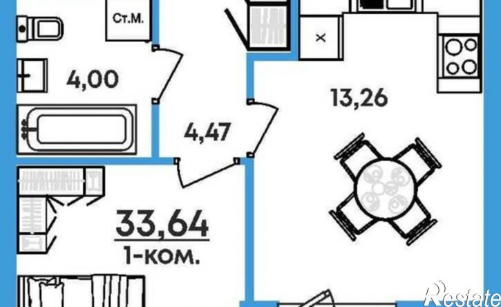 1-комн квартира в новом доме Совхозная улица, 2