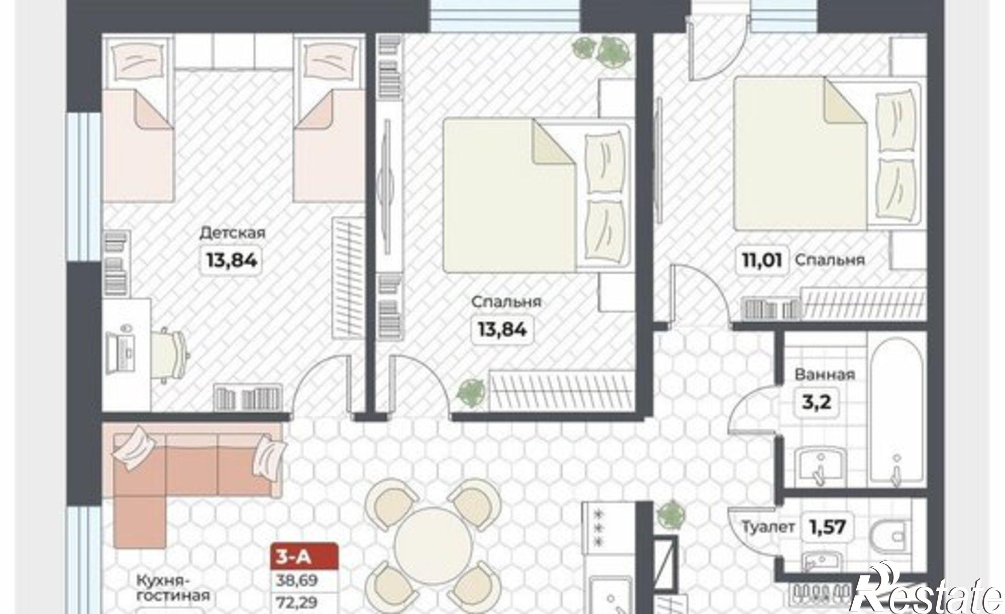 Купить квартиру за 13 072 500 рублей на ул Известковая, 34