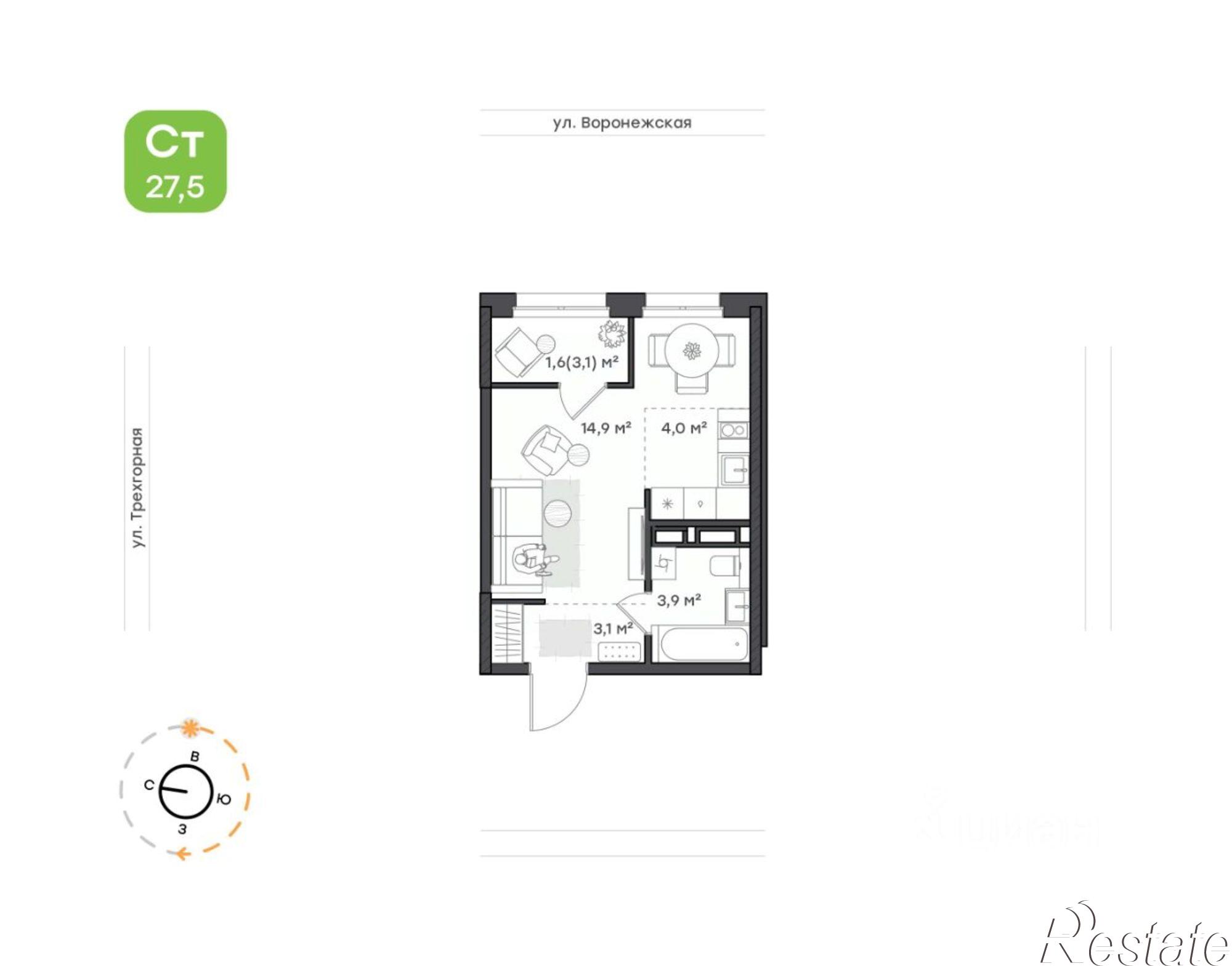 Купить квартиру за 5 260 900 рублей на Воронежская улица, 161А