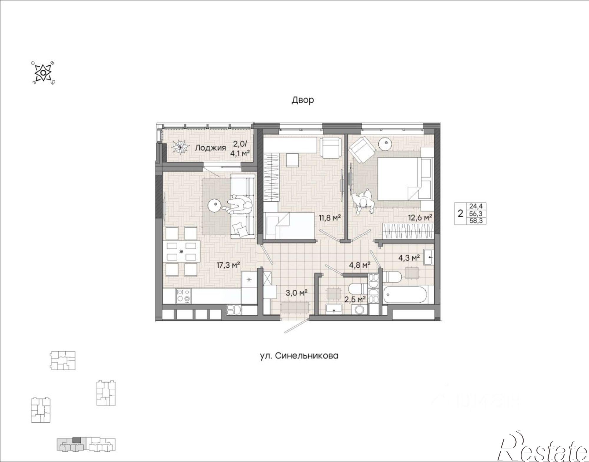 Купить квартиру за 13 733 600 рублей на улица Кулибина, 4/1