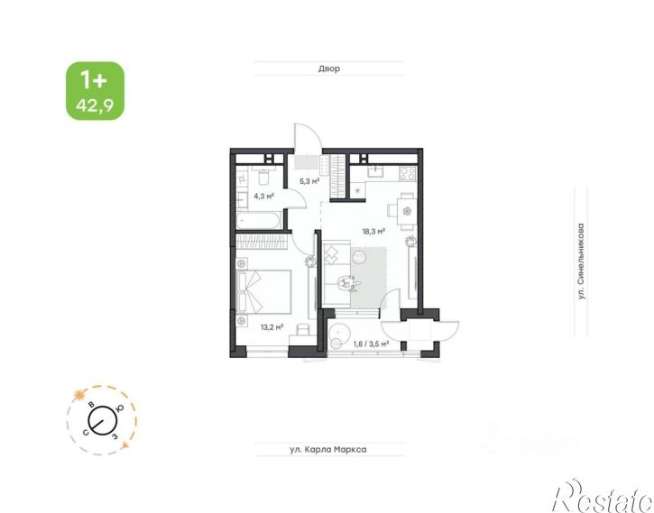 1-комн квартира в новом доме улица Кулибина, 4/1,  д. 4/1
