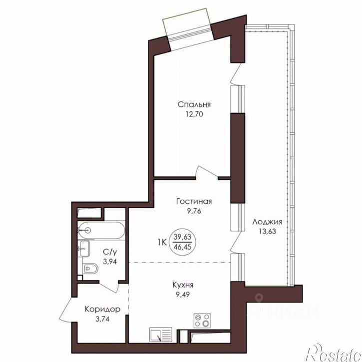 1-комн квартира в новом доме Советская улица, 35,  д. 35