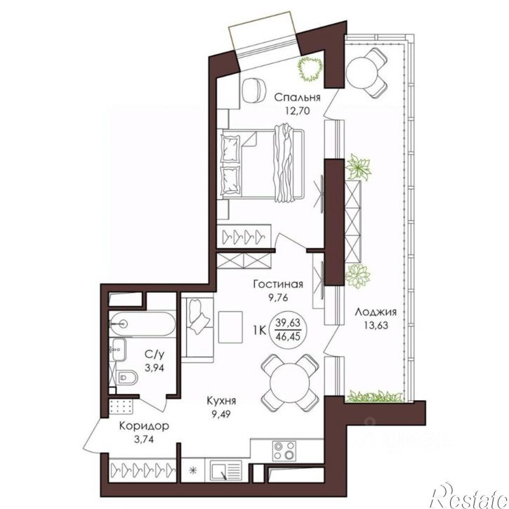 1-комн квартира в новом доме Советская улица, 35,  д. 35