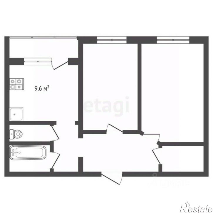2-комн квартира улица Горького, 60Б,  д. 60Б