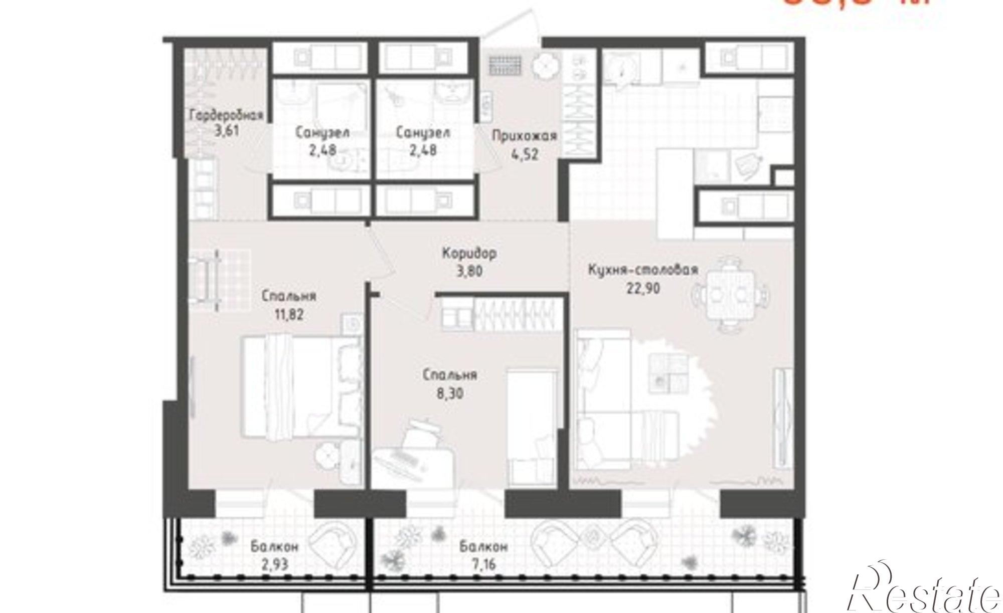 Купить квартиру за 13 507 400 рублей на ул Декабристов, 36