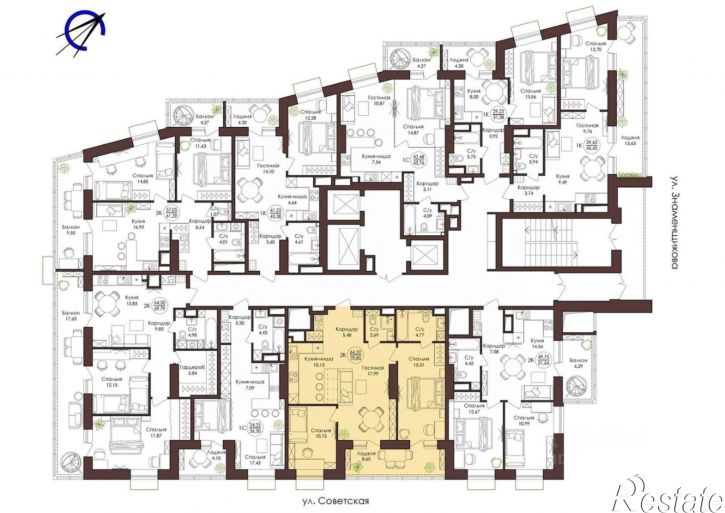 2-комн квартира в новом доме ул Советская, 35,  д. 35