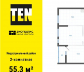 2-комн, 55 кв м, этаж 20/25 ул Индустриальная, 1/1