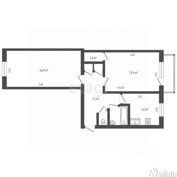 2-комн квартира ул Бондаря, 25,  д. 25