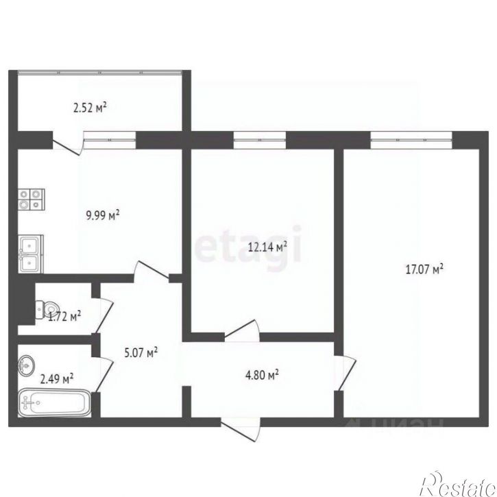 2-комн квартира ул Рабочий Городок, 10а,  д. 10а