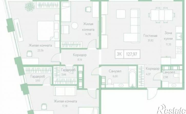 3-комн квартира в новом доме Доступный пер, 12,  д. 12
