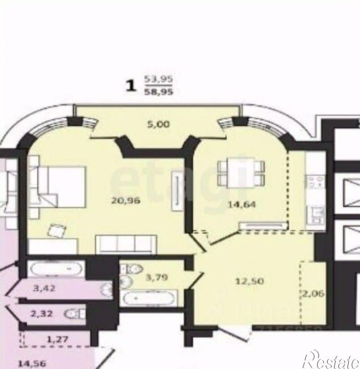 2-комн квартира в новом доме ул Тихоокеанская, 176А/1,  д. 176А/1