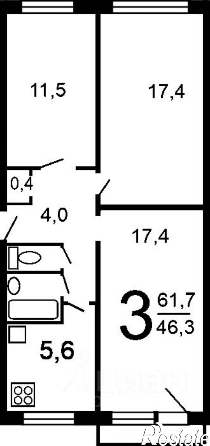 3-комн квартира ул Лермонтова, 11,  д. 11