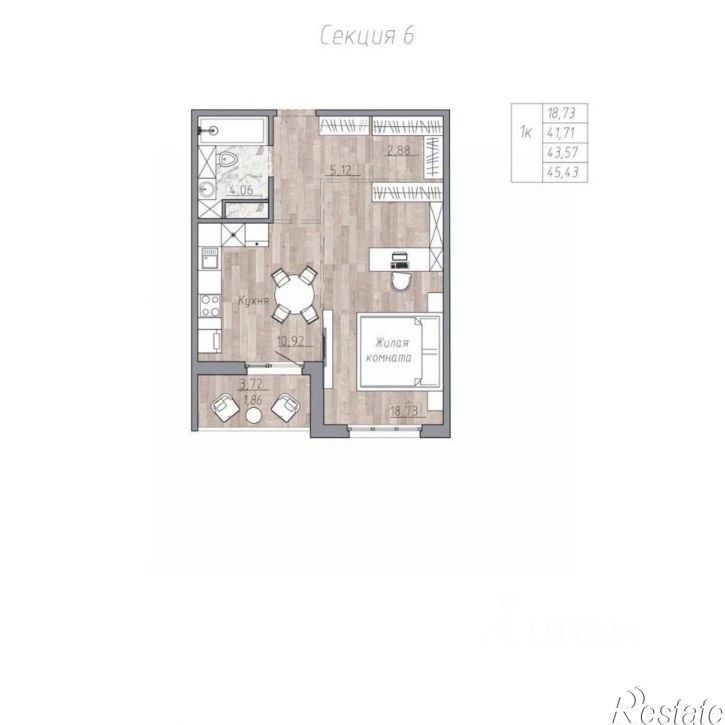 1-комн квартира в новом доме ул Октябрьская, 57 1,  д. 57 1,  к. 1