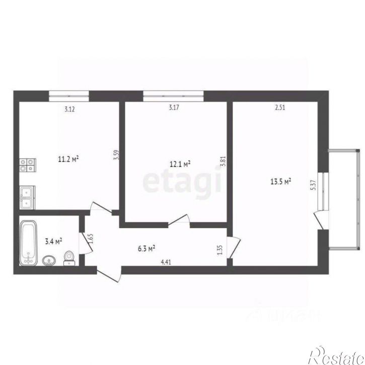 2-комн квартира ул Белорусская, 2а 3,  д. 2а 3,  к. 3