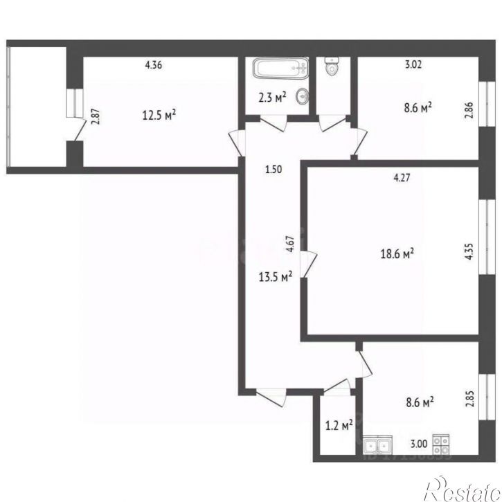 3-комн квартира ул Стрельникова, 18,  д. 18