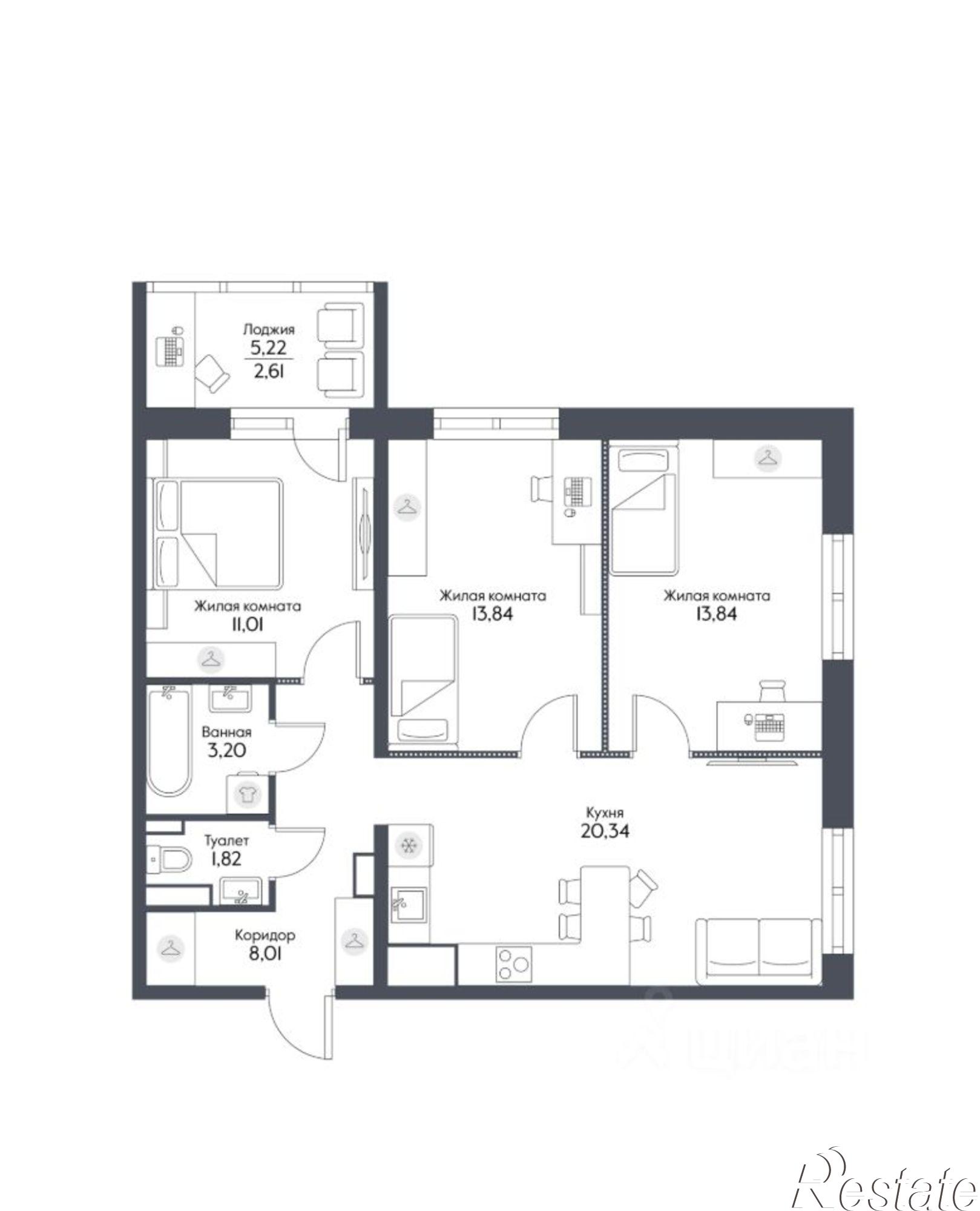 Купить квартиру за 16 374 600 рублей на пер Смены, 10