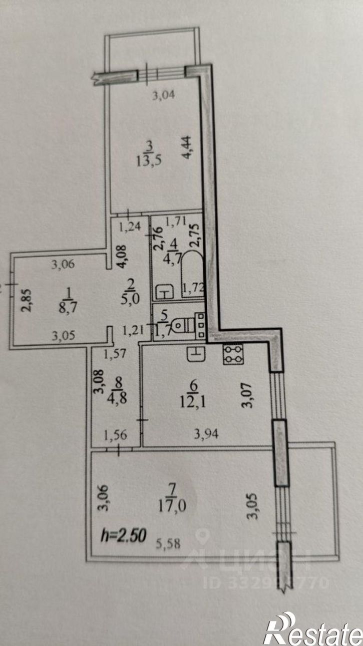 2-комн квартира ул Ленинградская, 6,  д. 6