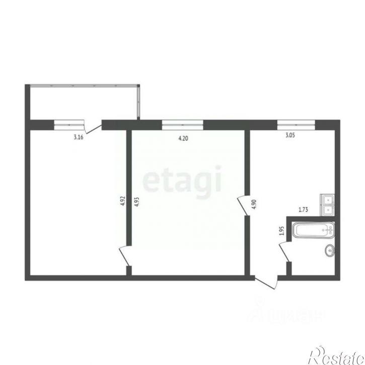 2-комн квартира 3-й Путевой пер, 1,  д. 1