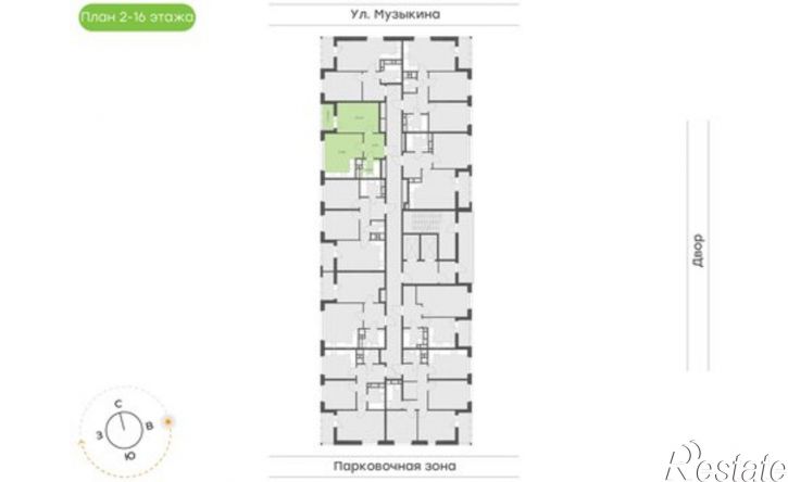 1-комн квартира в новом доме ул Музыкина, 4,  д. 4