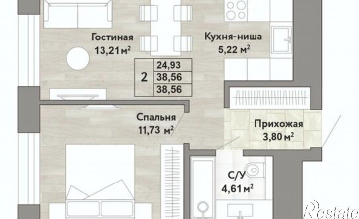 2-комн квартира в новом доме Облачный пер, 66,  д. 66