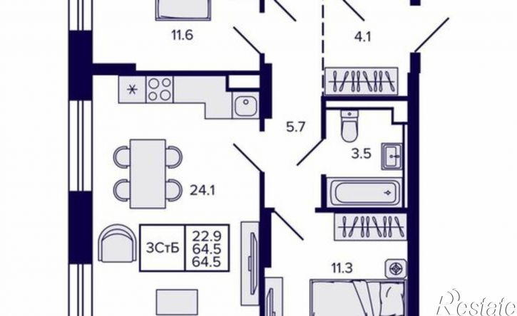 3-комн квартира в новом доме ул Карла Маркса, 96/1,  д. 96/1