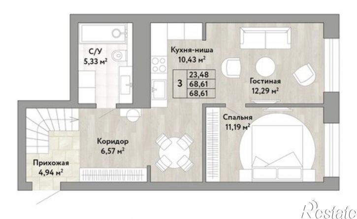 3-комн квартира в новом доме Облачный пер, 66,  д. 66