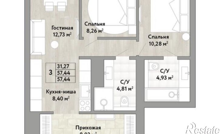 3-комн квартира в новом доме Облачный пер, 66,  д. 66