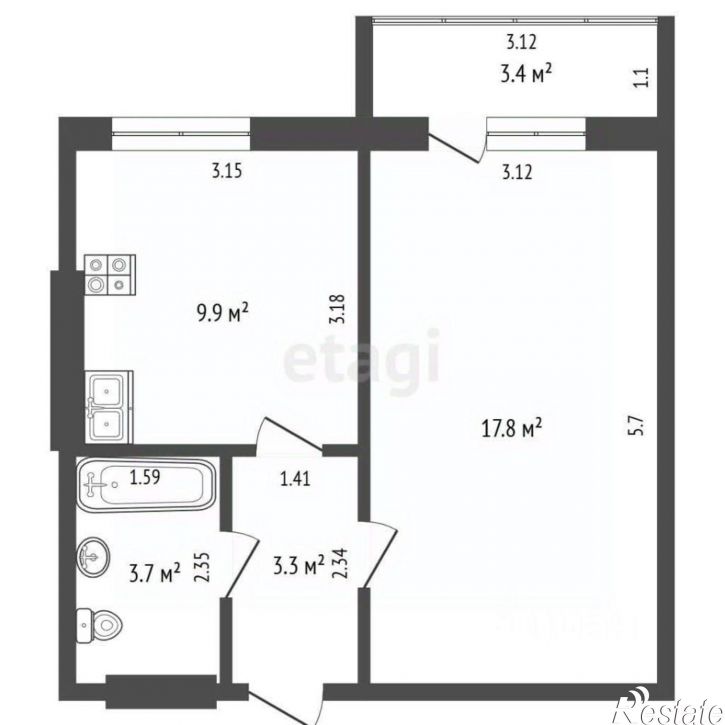 1-комн квартира ул Алексеевская, 38а,  д. 38а