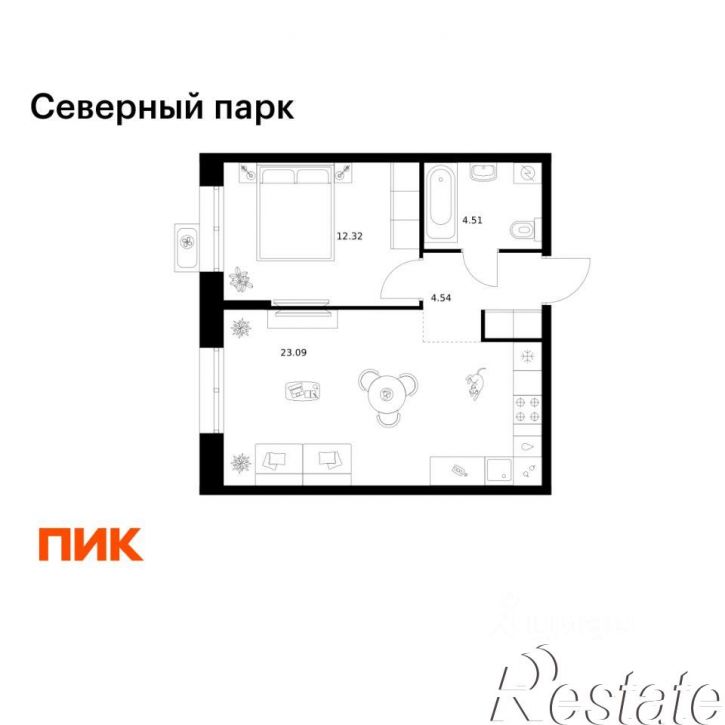 1-комн квартира в новом доме Брянский переулок, 3 к11,  д. 3 к11