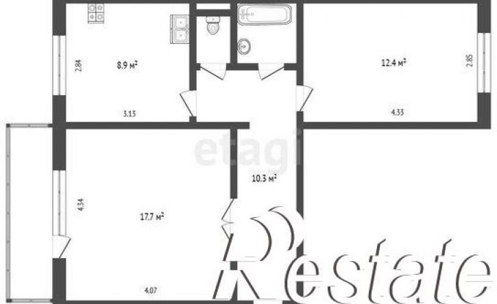 2-комн квартира ДОС квартал (Большой Аэродром), 57,  д. 57