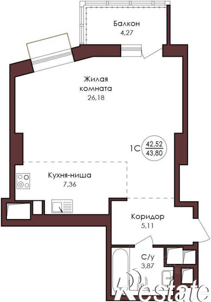 1-комн квартира в новом доме Советская улица, 35,  д. 35