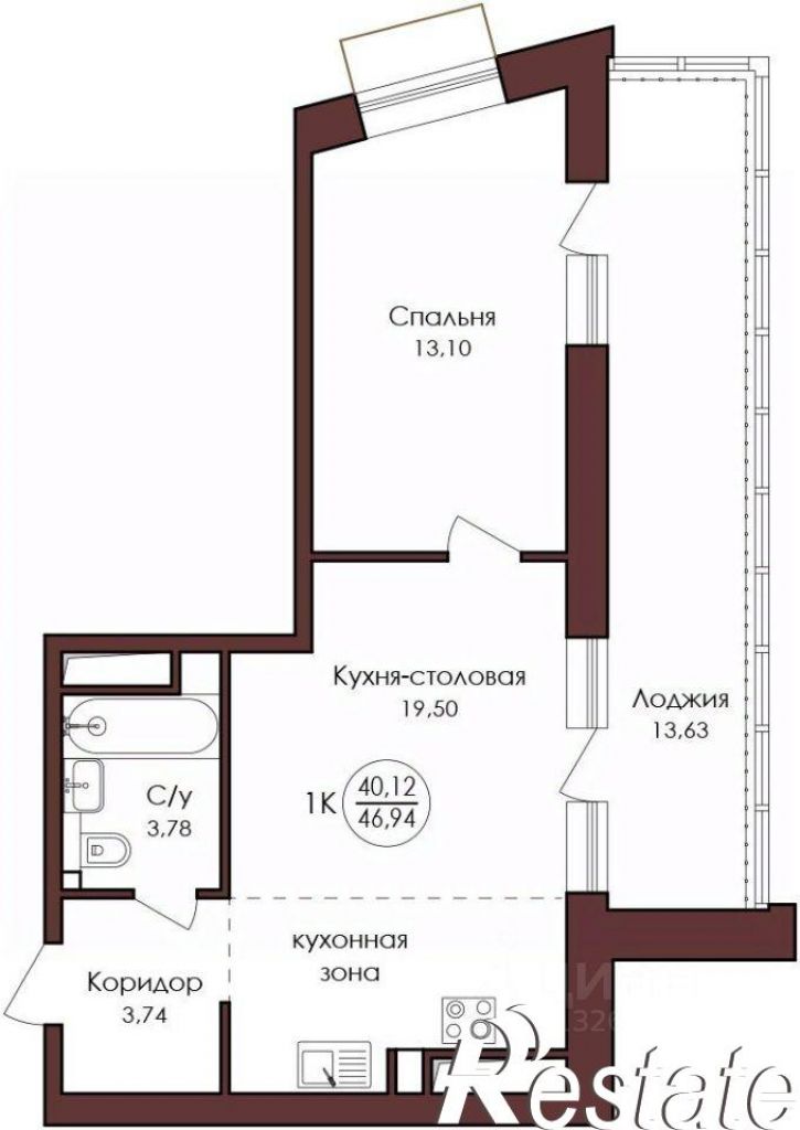 1-комн квартира в новом доме Советская улица, 35,  д. 35