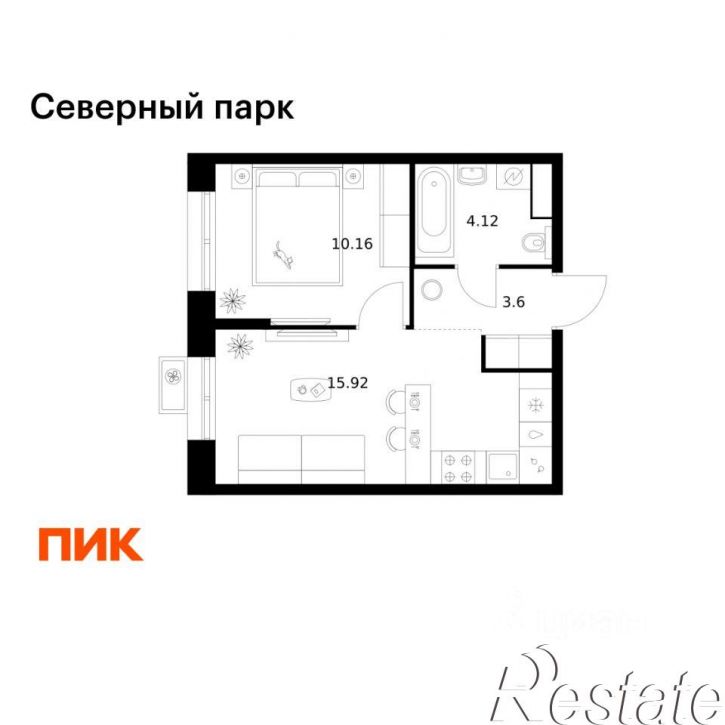 1-комн квартира в новом доме Брянский переулок, 3 к11,  д. 3 к11