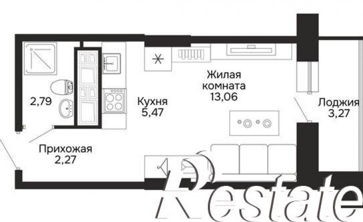 1-комн квартира в новом доме улица Блюхера, 4/1,  д. 4/1