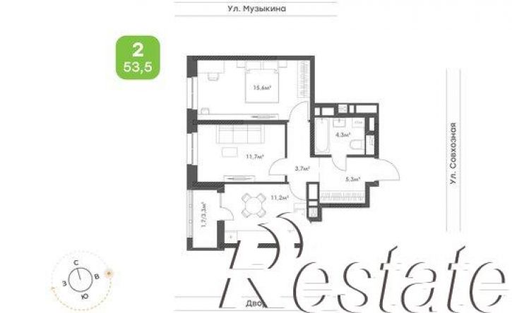 2-комн квартира в новом доме улица Героев Пассаров, 4/1,  д. 4/1