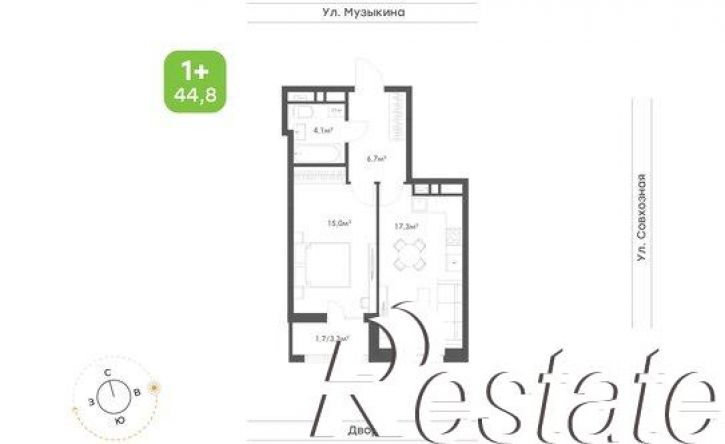 1-комн квартира в новом доме улица Героев Пассаров, 4/1,  д. 4/1
