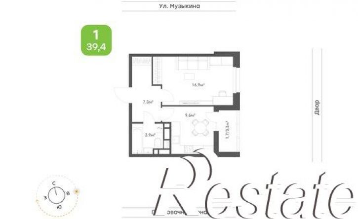 1-комн квартира в новом доме улица Героев Пассаров, 4/2,  д. 4/2