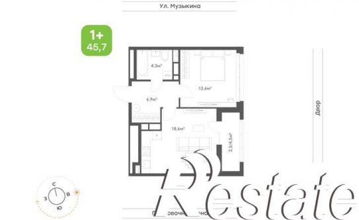 1-комн квартира в новом доме улица Героев Пассаров, 4/2,  д. 4/2
