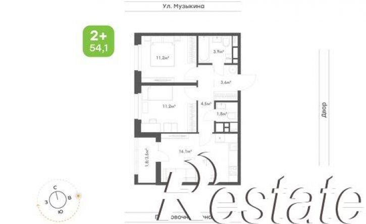2-комн квартира в новом доме улица Героев Пассаров, 4/2,  д. 4/2