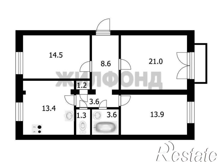 3-комн квартира Иртышский переулок, д.14